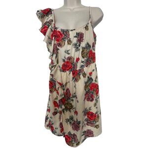 Wet Seal Floral Ruffled One-Shoulder Dress S Cottagecore Romantic Y2K